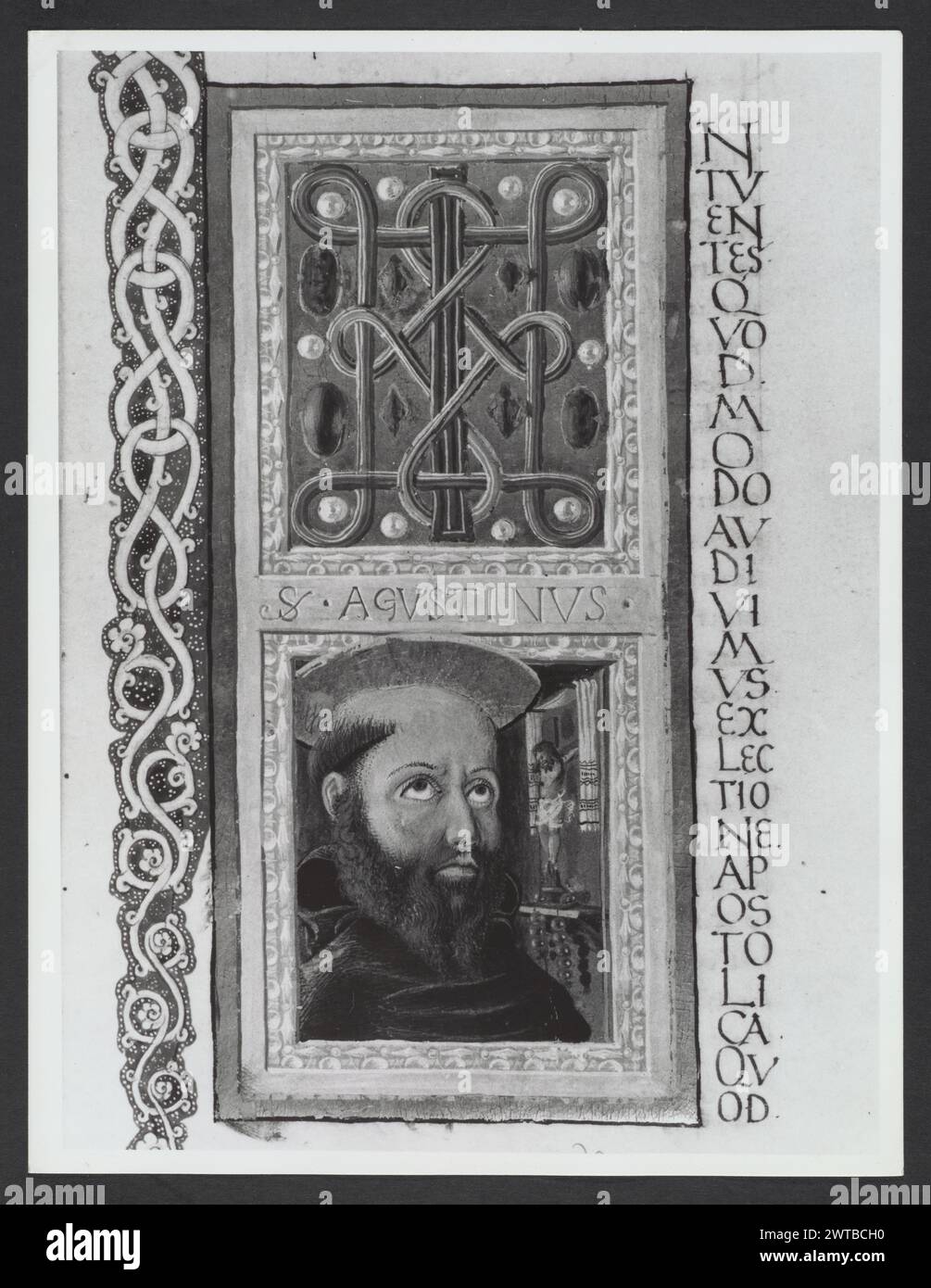 Emilia-Romagna Forli Cesena Biblioteca Comunale55. Hutzel, Max. 1960-1990 .. Mittelalter: Manuskripte: 1) Laurentius Rusius: 'De cura equorum' (15. Jahrhundert) BCM S.XXVI.2 2) Paolo Veneto: 'Geschichte der Ursprünge der Welt durch Heinrich VII.' (14. Jahrhundert) BCM S.XI.5 3) S. Isidorus: Etymologien (Ende des 8. bis Anfang des 9. Jahrhunderts) BCM S.XXI.5 4) Evangeliumsbuch (Evangeliario), Griechisch (10. Jahrhundert) BCM D.XXVII.4 5) Pentateuch, Propheten und Hagiographien, Hebräisch (1348) BCM S.XXIX.1 6) Somnium Scipionis, Sonstiges. (14.-15. Jahrhundert) BCM S.XII.6 7) Boethius: "De Consolatione Philosophie" (14. Jahrhundert) v. Chr Stockfoto