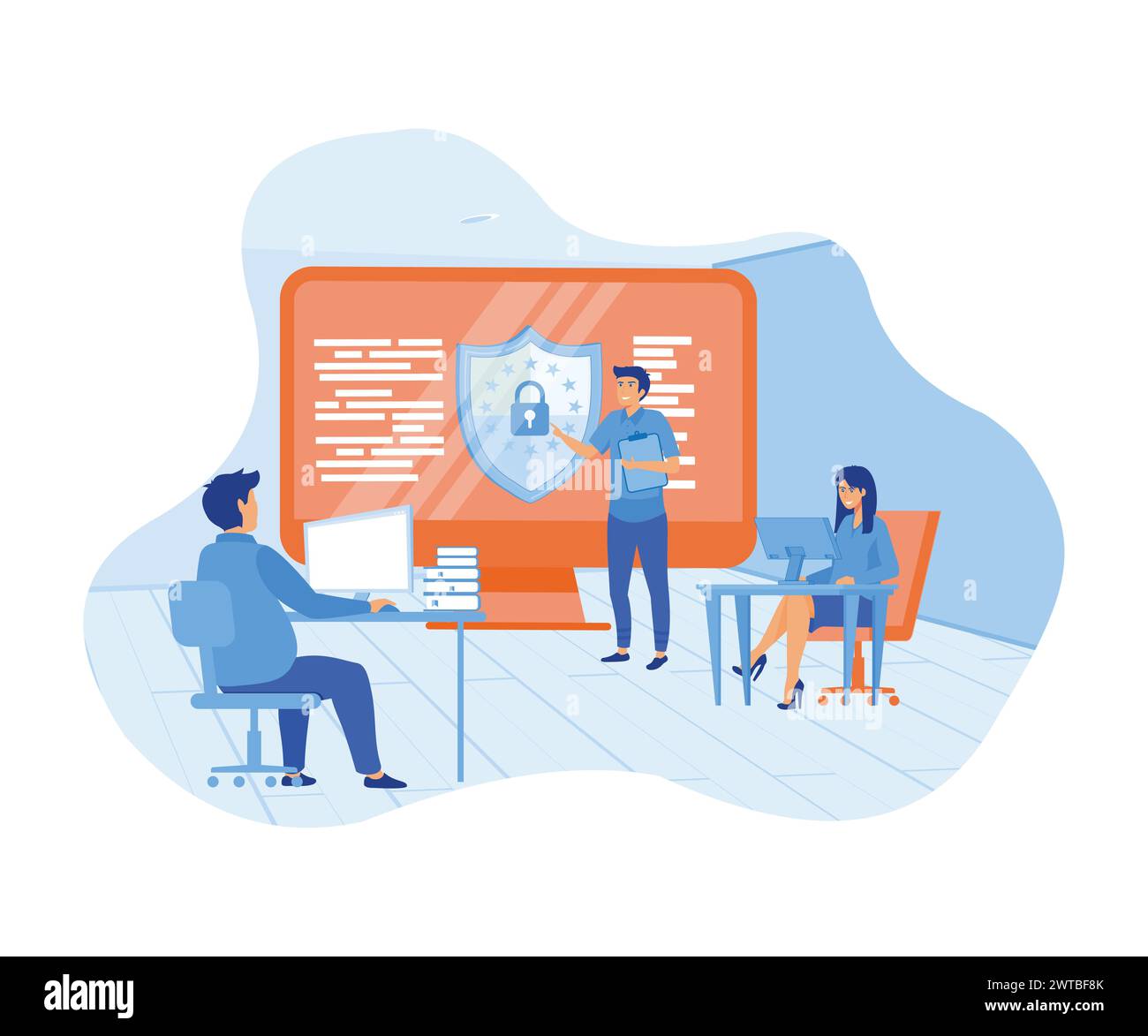 Datenschutzkonzept. Datenschutz und Internetsicherheit. Moderne Illustration des flachen Vektors Stock Vektor