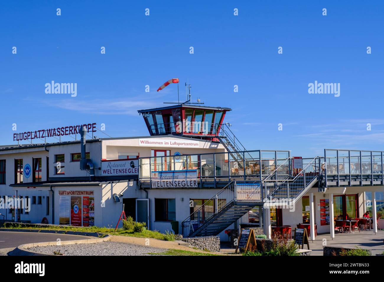 Luftsportzentrum, Flugplatz Wasserkuppe, Rhoen, Bezirk Fulda, Hessen, Deutschland Stockfoto