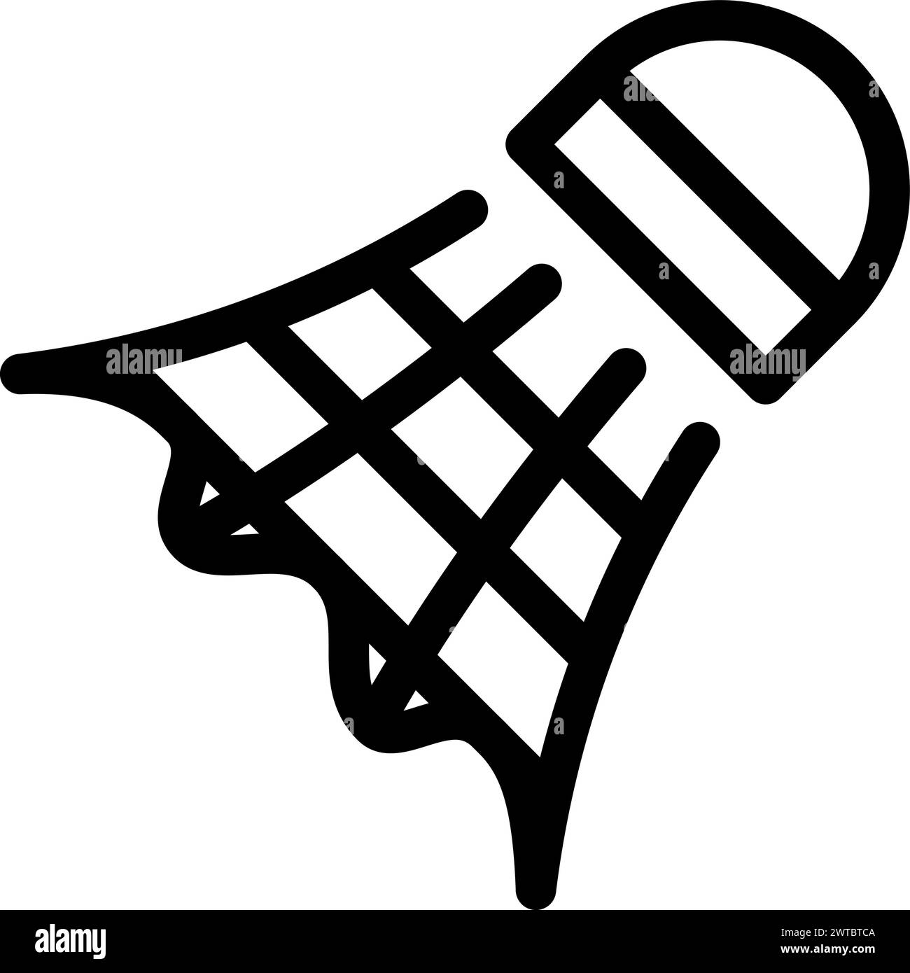 Symbol für schwarze Linie des Shuttlecock. Badminton-Sportsymbol Stock Vektor