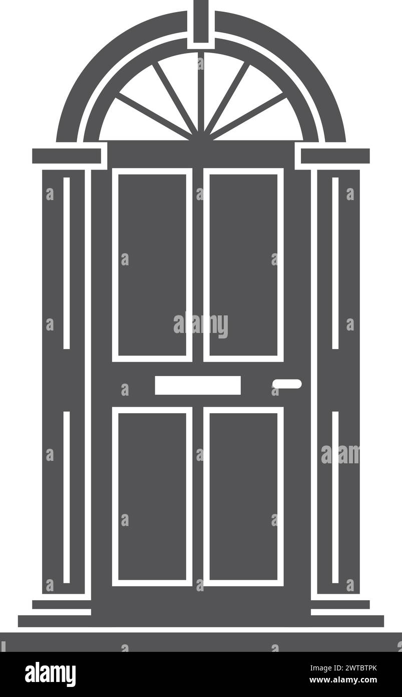 Haustür. Architektonisches Element. Klassischer Eingang Stock Vektor