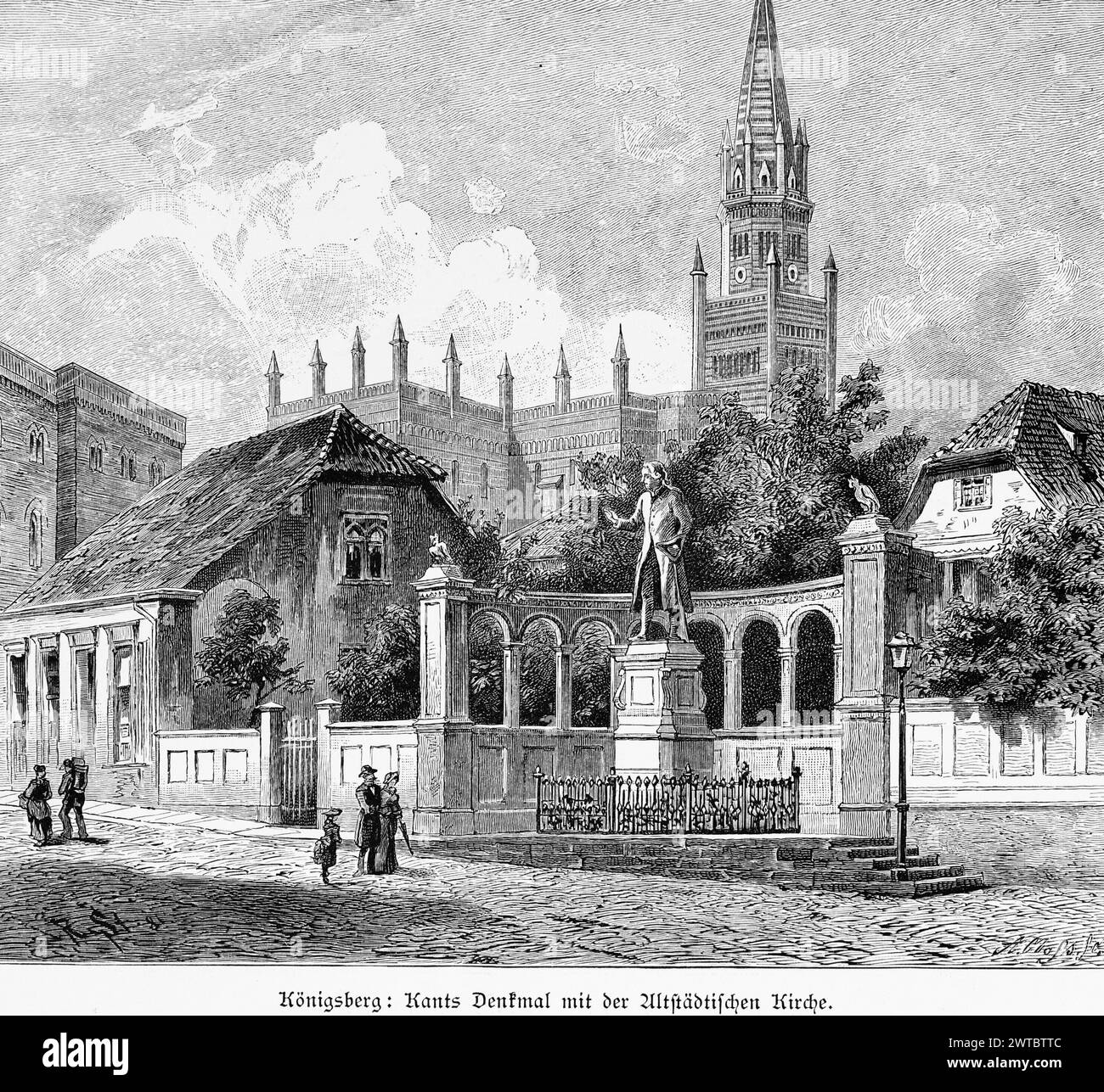 Denkmal für Immanuel Kant, Geburtsort Königsberg oder Kaliningrad, Oblast Kaliningrad, Russland, Philosoph, historische Illustration 1880 Stockfoto