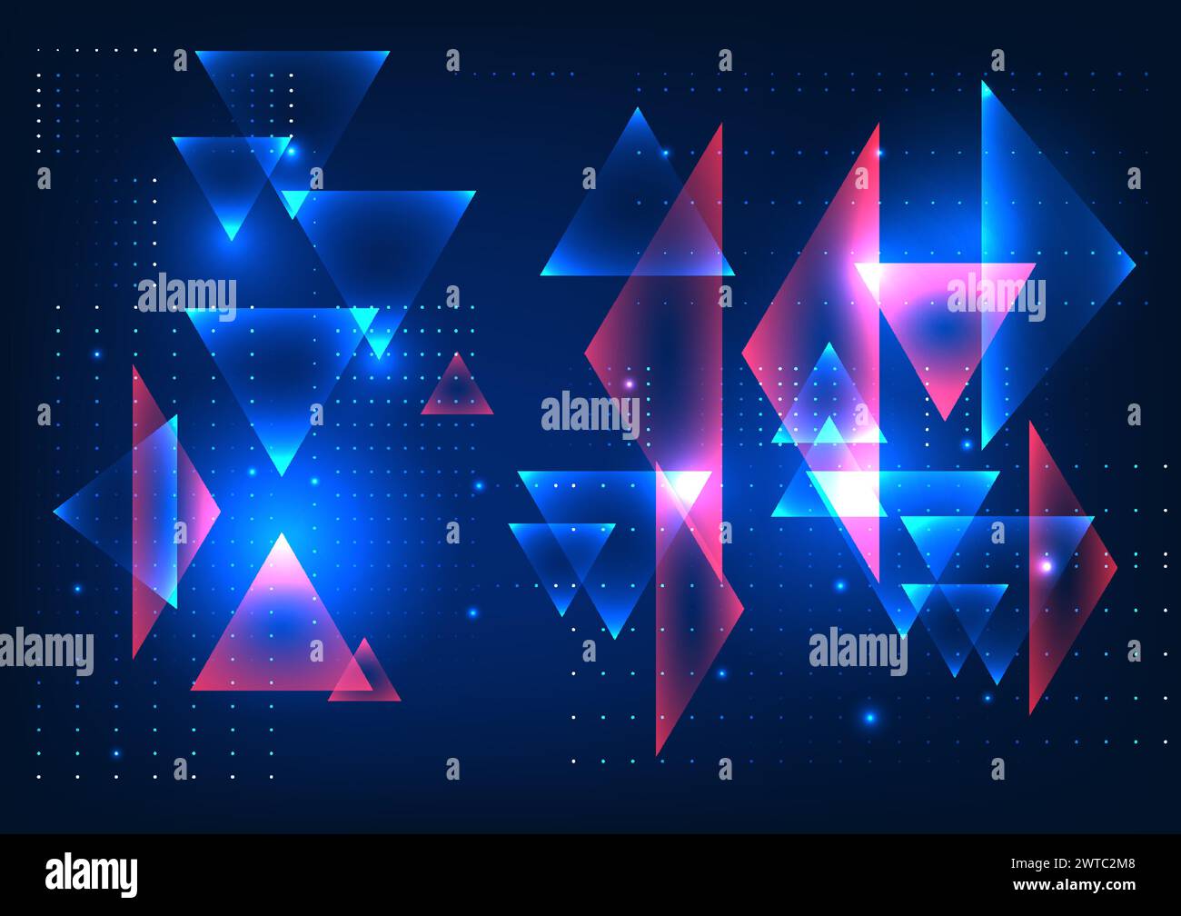 Abstrakter Technologiehintergrund geometrische Form Dreiecke werden dimensional übereinander platziert. Mit modernen High-Tech-Hintergrundbildern und Postern. Stock Vektor