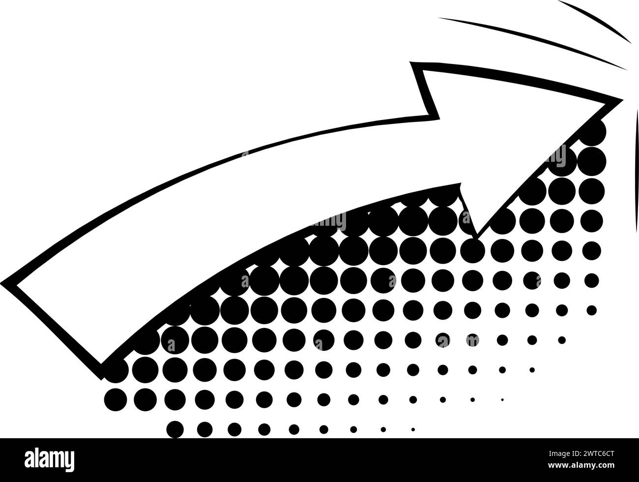 Pfeil im Comic-Stil mit Pop-Art-Farbverlaufsschatten Stock Vektor