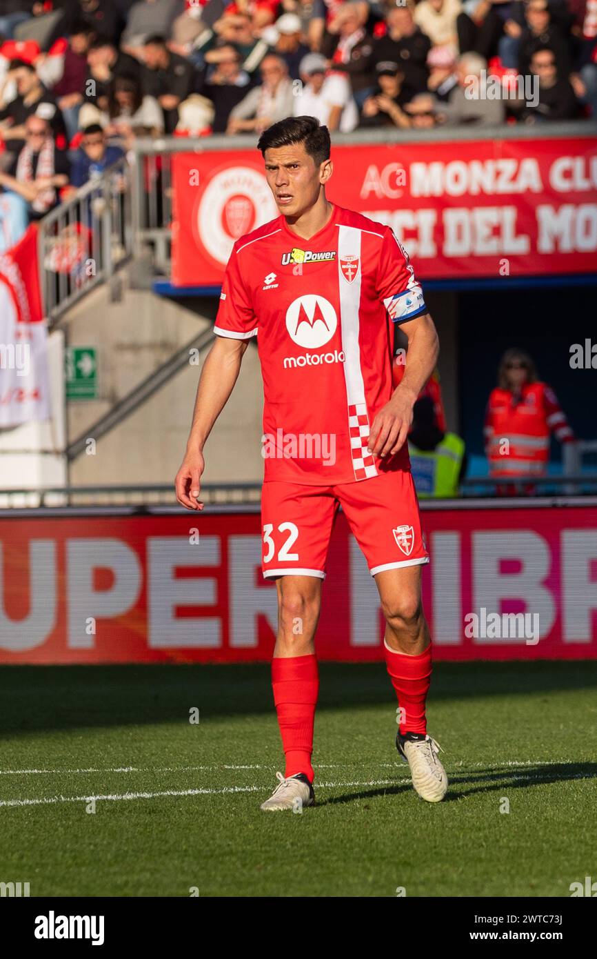 Matteo Pessina spielte während des Fußballspiels der Serie A zwischen AC Monza und Cagliari Calcio im U-POWER Stadium in Monza, Italien, am 16. März 2024 Stockfoto