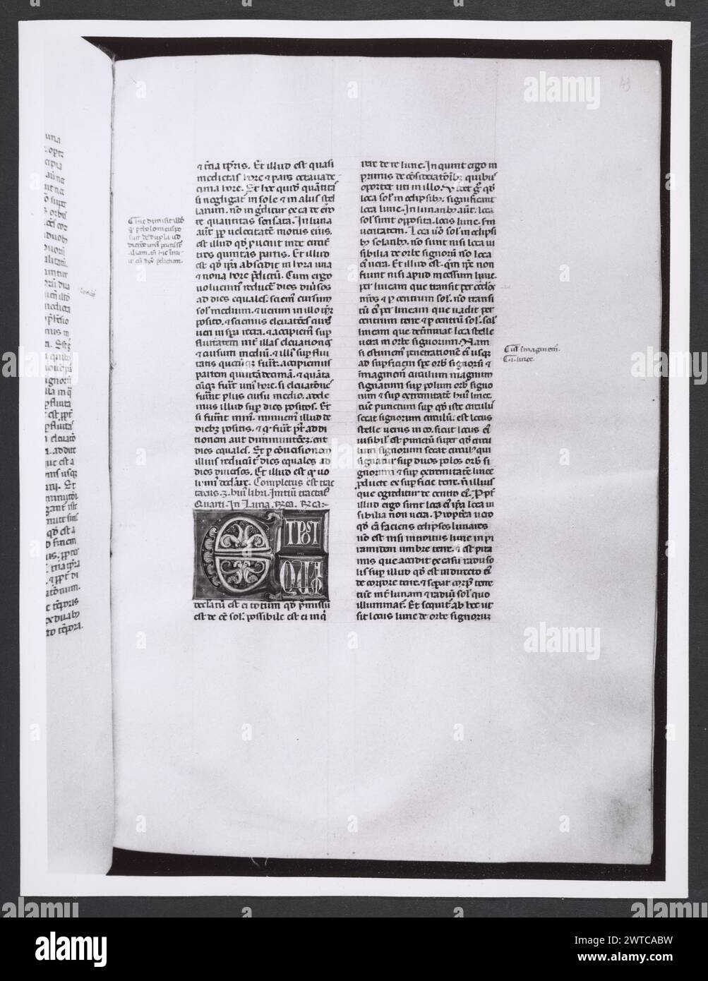 Emilia-Romagna Forli Cesena Biblioteca Comunale85. Hutzel, Max. 1960-1990 .. Mittelalter: Manuskripte: 1) Laurentius Rusius: 'De cura equorum' (15. Jahrhundert) BCM S.XXVI.2 2) Paolo Veneto: 'Geschichte der Ursprünge der Welt durch Heinrich VII.' (14. Jahrhundert) BCM S.XI.5 3) S. Isidorus: Etymologien (Ende des 8. bis Anfang des 9. Jahrhunderts) BCM S.XXI.5 4) Evangeliumsbuch (Evangeliario), Griechisch (10. Jahrhundert) BCM D.XXVII.4 5) Pentateuch, Propheten und Hagiographien, Hebräisch (1348) BCM S.XXIX.1 6) Somnium Scipionis, Sonstiges. (14.-15. Jahrhundert) BCM S.XII.6 7) Boethius: "De Consolatione Philosophie" (14. Jahrhundert) v. Chr Stockfoto