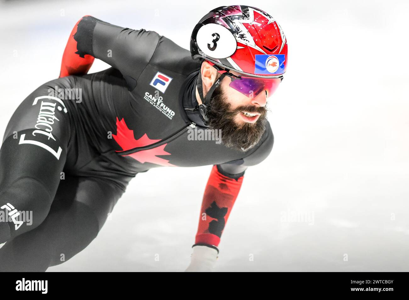 DUBOIS Steven KANN am 2. Tag an der World Short Track Speed Skating Championship von Rotterdam am 16. März 2024 teilnehmen. Foto von Phil Hutchinson. Nur redaktionelle Verwendung, Lizenz für kommerzielle Nutzung erforderlich. Keine Verwendung bei Wetten, Spielen oder Publikationen eines einzelnen Clubs/einer Liga/eines Spielers. Quelle: UK Sports Pics Ltd/Alamy Live News Stockfoto