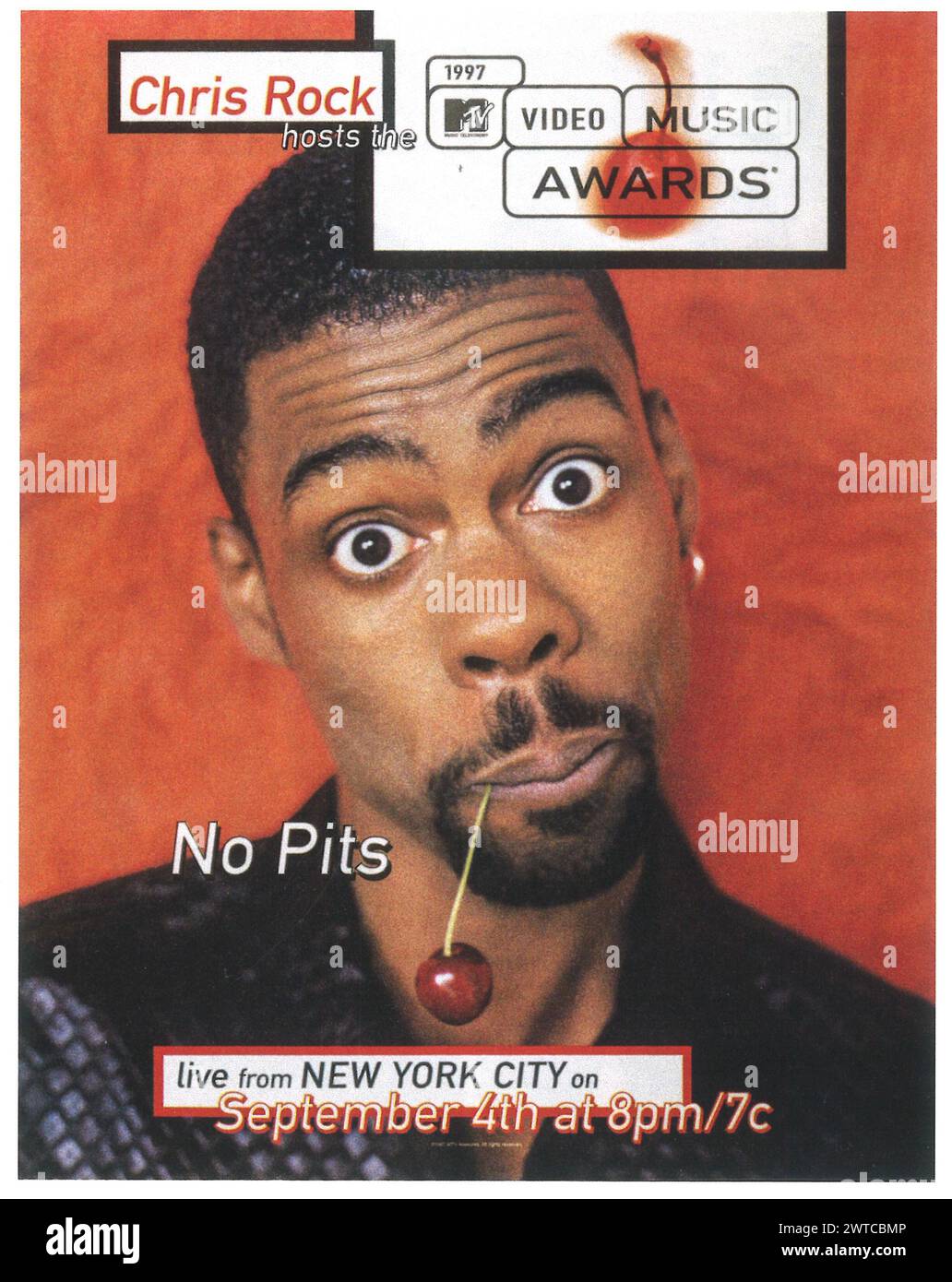 1997 ist Chris Rock Gastgeber des Posters „MTV Video Music Awards“ Stockfoto