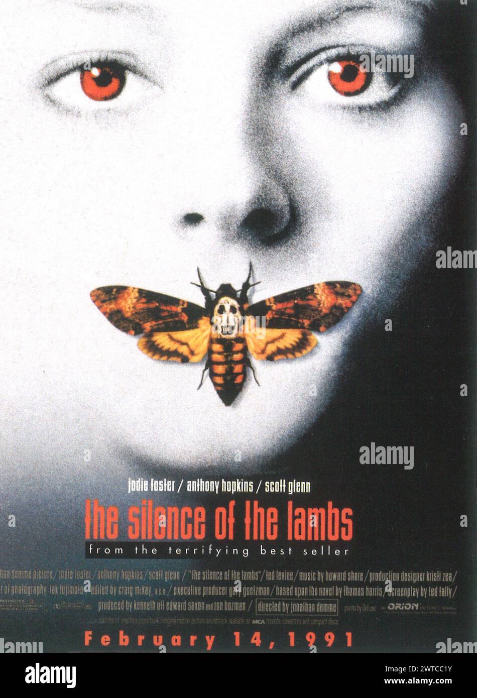 1991 The Silence of the Lambs Poster-Werbespot unter der Regie von Jonathan Demme mit Jodie Foster Stockfoto