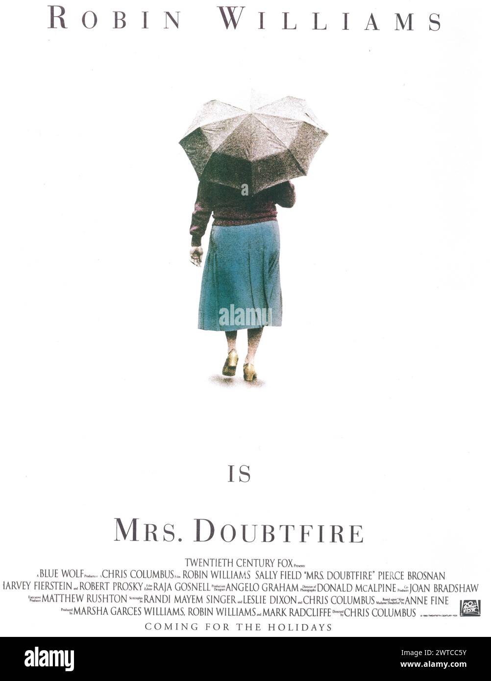 1993 Mrs. Doubtfire Filmplaster unter der Regie von Chris Columbus Stockfoto