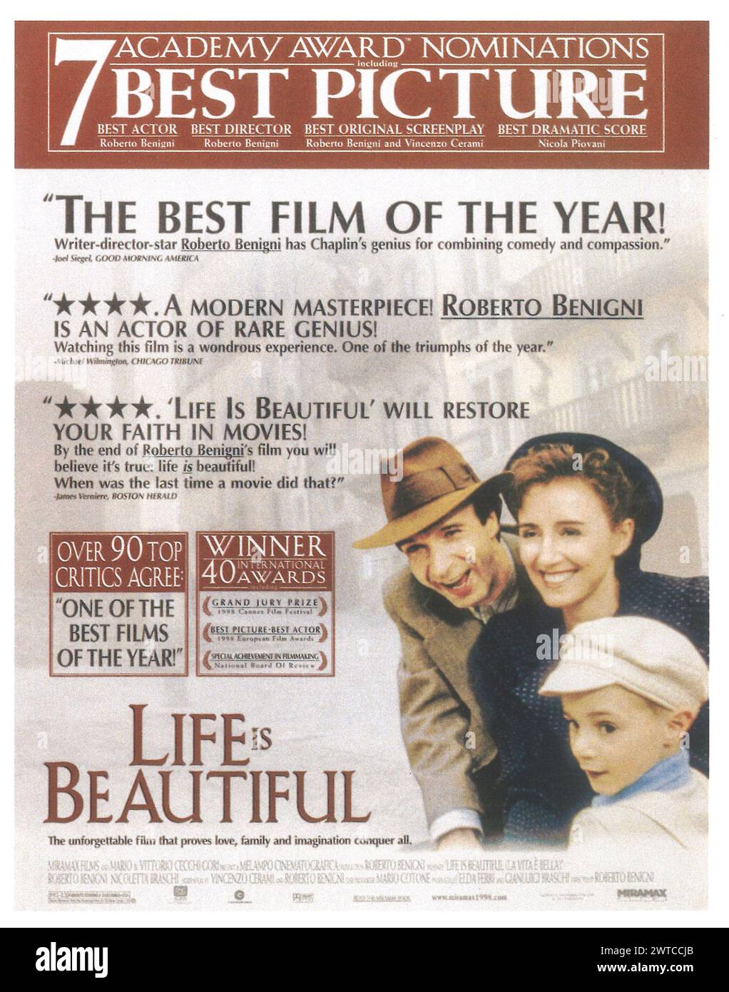 1997 das Filmposter „Life is Beautiful“, Regisseur: Roberto Benigni Stockfoto