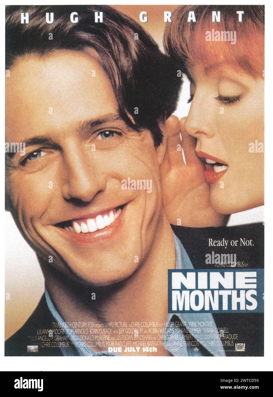 1995 Nine Month Filmplakat: Schauspieler: Hugh Grant, Julianne Moore. Dir Chris Columbus Stockfoto