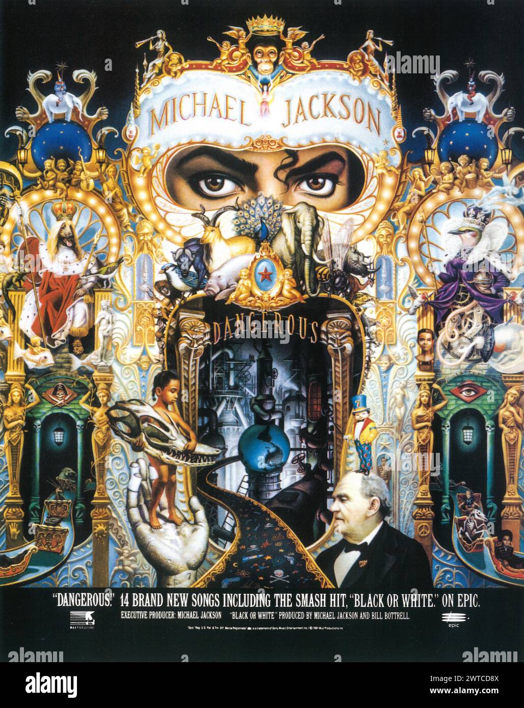 1992 Michael Jackson – Dangerous Album Poster Advertising Stockfoto