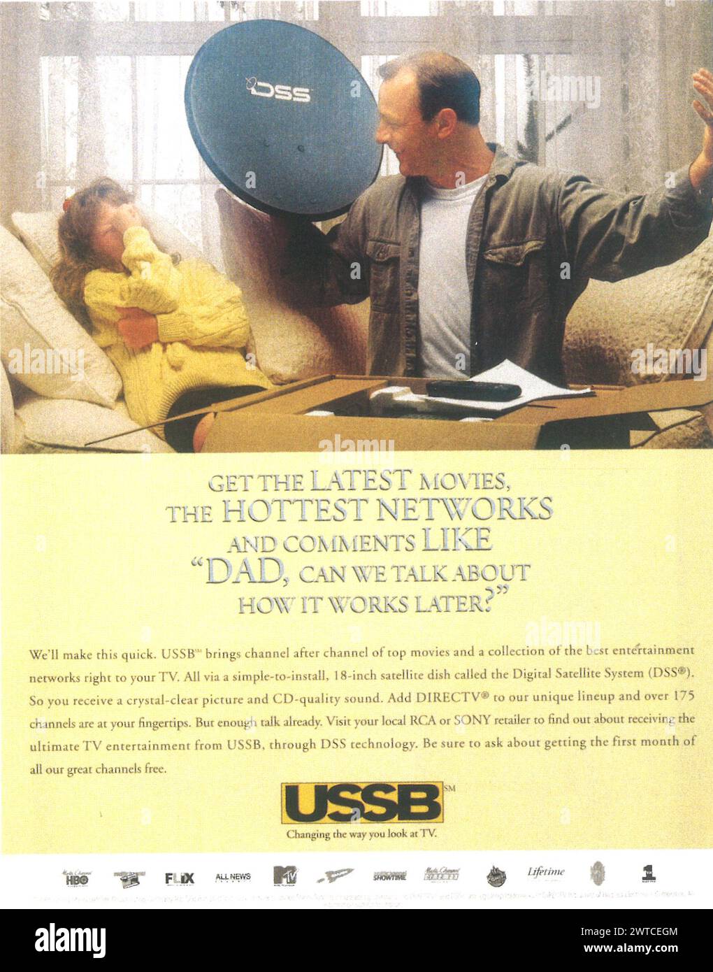 1995 USSB United States Satellite Broadcasting Werbespot Stockfoto