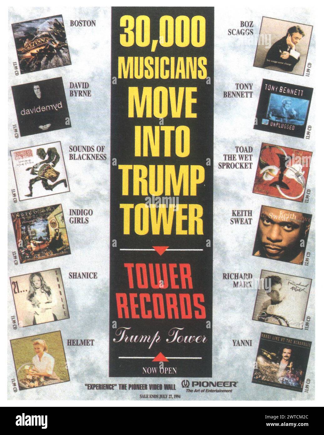 1994 Tower Records Werbespot – 30000 Musiker ziehen in Trump Tower Stockfoto