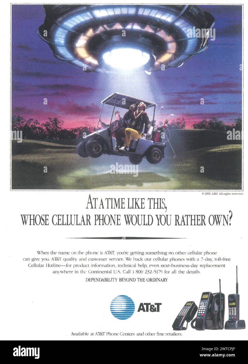 1992 Werbespot für AT&T-Mobiltelefone Stockfoto