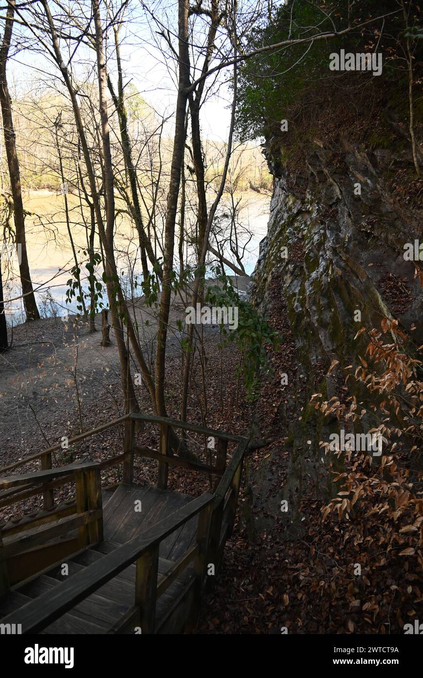 Das Flussufer am Cape Fear River am Fuße des Raven Rock im Raven Rock State Park in North Carolina. Stockfoto