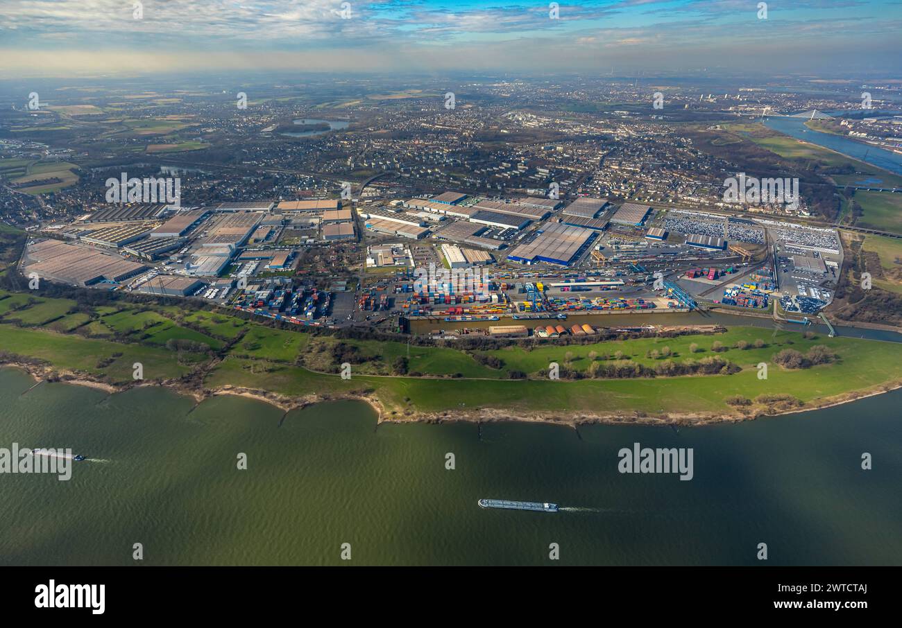 Luftbild, Logport I, Containerhafen, Duisburger Hafen D3T Trimodal Terminal Duisburg, AutomobilLogistik, Friemersheim, Duisburg, Ruhrgebiet, Nordrhein-Westfalen, Deutschland, Duisburg-S ACHTUNGxMINDESTHONORARx60xEURO *** Luftaufnahme, Logport I, Containerhafen, Duisburger Hafen D3T Trimodal Terminal Duisburg, Automobillogistik, Friemersheim, Duisburg, Ruhrgebiet, Nordrhein-Westfalen, Deutschland, Duisburg S ACHTUNGxMINDESTHONORARx60xEURO Stockfoto