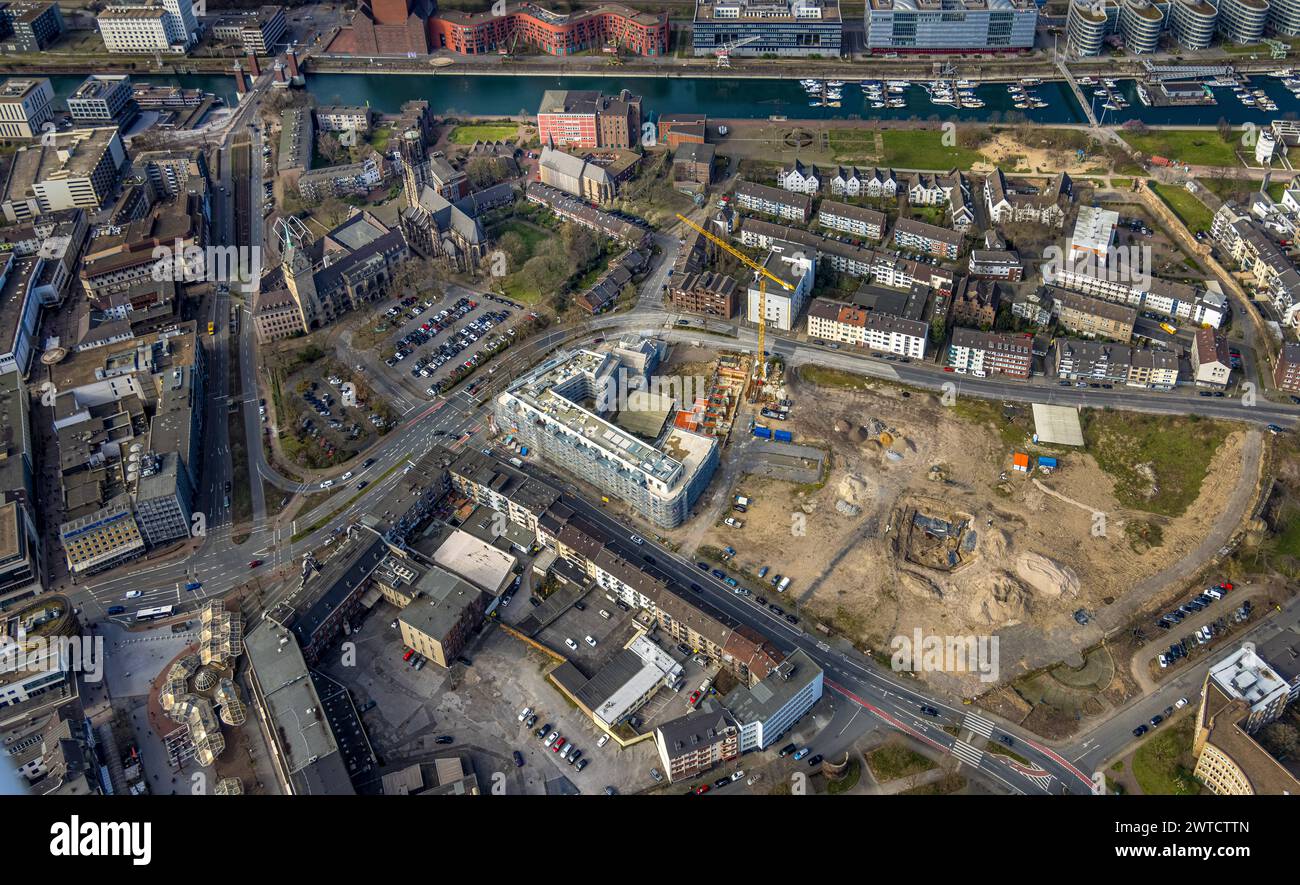 Luftbild, Mercator Quartier Baustelle für Neubau Hotel und Wohnungen, evang. Salvatorkirche und Rathaus Duisburg, Wohngebiet am Innenhafen und Yachthafen, Neuenkamp, Duisburg, Ruhrgebiet, Nordrhein-Westfalen, Deutschland, Duisburg-S ACHTUNGxMINDESTHONORARx60xEURO *** Luftsicht, Mercator Quartier Baustelle für neue Hotels und Appartements, evang Salvatorkirche und Rathaus Duisburg, Wohngebiet am Innenhafen und Yachthafen, Neuenkamp, Duisburg, Ruhrgebiet, Nordrhein-Westfalen, Deutschland, Duisburg S ACHTUNGxMINDESTHONORARx60xEURO Stockfoto