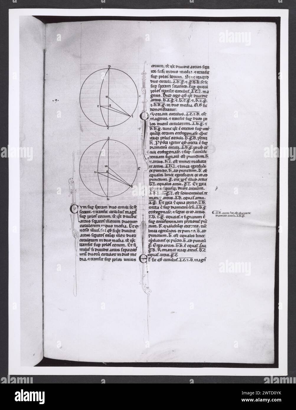 Emilia-Romagna Forli Cesena Biblioteca Comunale78. Hutzel, Max. 1960-1990 .. Mittelalter: Manuskripte: 1) Laurentius Rusius: 'De cura equorum' (15. Jahrhundert) BCM S.XXVI.2 2) Paolo Veneto: 'Geschichte der Ursprünge der Welt durch Heinrich VII.' (14. Jahrhundert) BCM S.XI.5 3) S. Isidorus: Etymologien (Ende des 8. bis Anfang des 9. Jahrhunderts) BCM S.XXI.5 4) Evangeliumsbuch (Evangeliario), Griechisch (10. Jahrhundert) BCM D.XXVII.4 5) Pentateuch, Propheten und Hagiographien, Hebräisch (1348) BCM S.XXIX.1 6) Somnium Scipionis, Sonstiges. (14.-15. Jahrhundert) BCM S.XII.6 7) Boethius: "De Consolatione Philosophie" (14. Jahrhundert) v. Chr Stockfoto