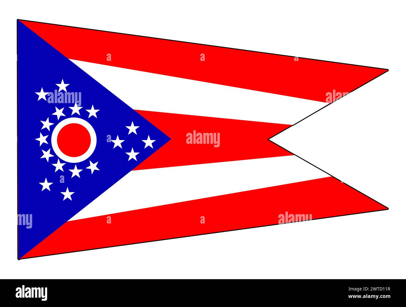 Die Flagge der USA Bundesstaat Ohio vor einem weißen Hintergrund Stockfoto
