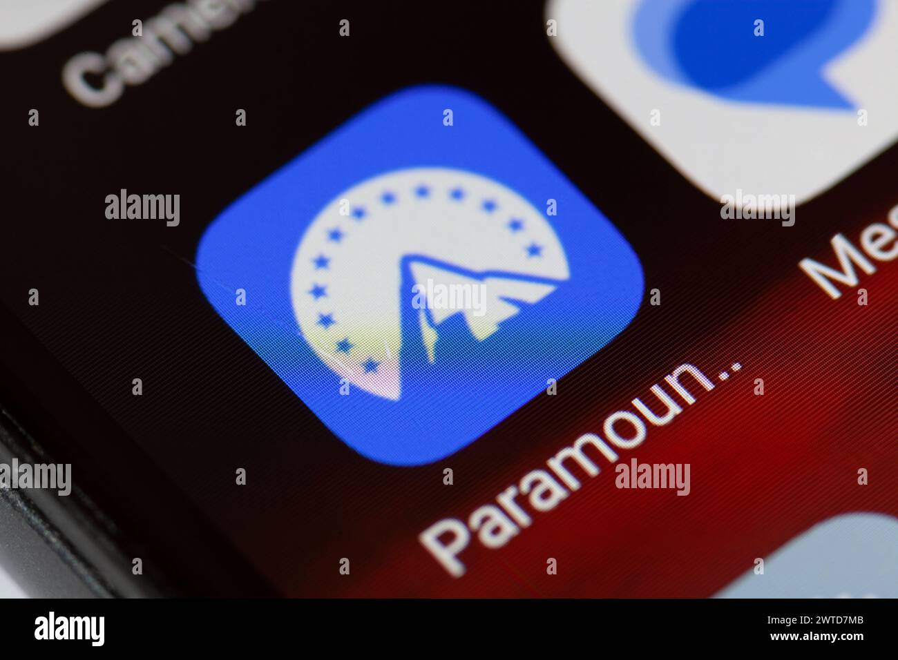 Paramount+ App-Symbol auf dem Mobiltelefon Stockfoto