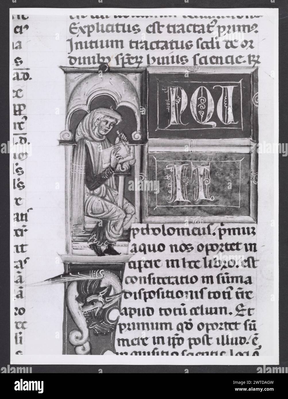 Emilia-Romagna Forli Cesena Biblioteca Comunale82. Hutzel, Max. 1960-1990 .. Mittelalter: Manuskripte: 1) Laurentius Rusius: 'De cura equorum' (15. Jahrhundert) BCM S.XXVI.2 2) Paolo Veneto: 'Geschichte der Ursprünge der Welt durch Heinrich VII.' (14. Jahrhundert) BCM S.XI.5 3) S. Isidorus: Etymologien (Ende des 8. bis Anfang des 9. Jahrhunderts) BCM S.XXI.5 4) Evangeliumsbuch (Evangeliario), Griechisch (10. Jahrhundert) BCM D.XXVII.4 5) Pentateuch, Propheten und Hagiographien, Hebräisch (1348) BCM S.XXIX.1 6) Somnium Scipionis, Sonstiges. (14.-15. Jahrhundert) BCM S.XII.6 7) Boethius: "De Consolatione Philosophie" (14. Jahrhundert) v. Chr Stockfoto