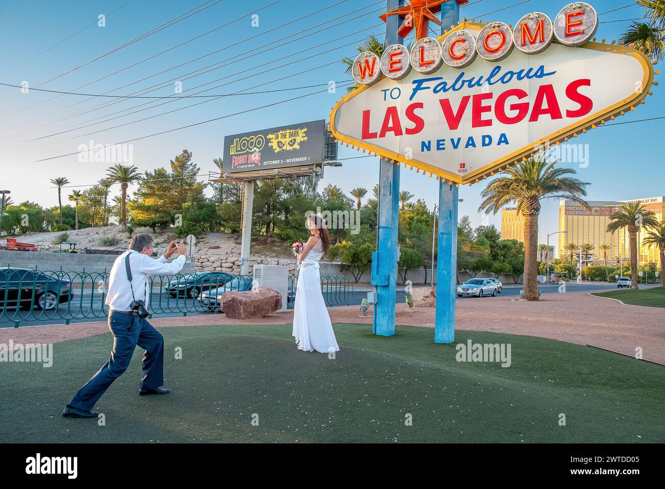 Das berühmte Schild „Welcome to Fabulous Las Vegas“ auf dem Las Vegas Boulevard stammt aus dem Jahr 1959. Stockfoto