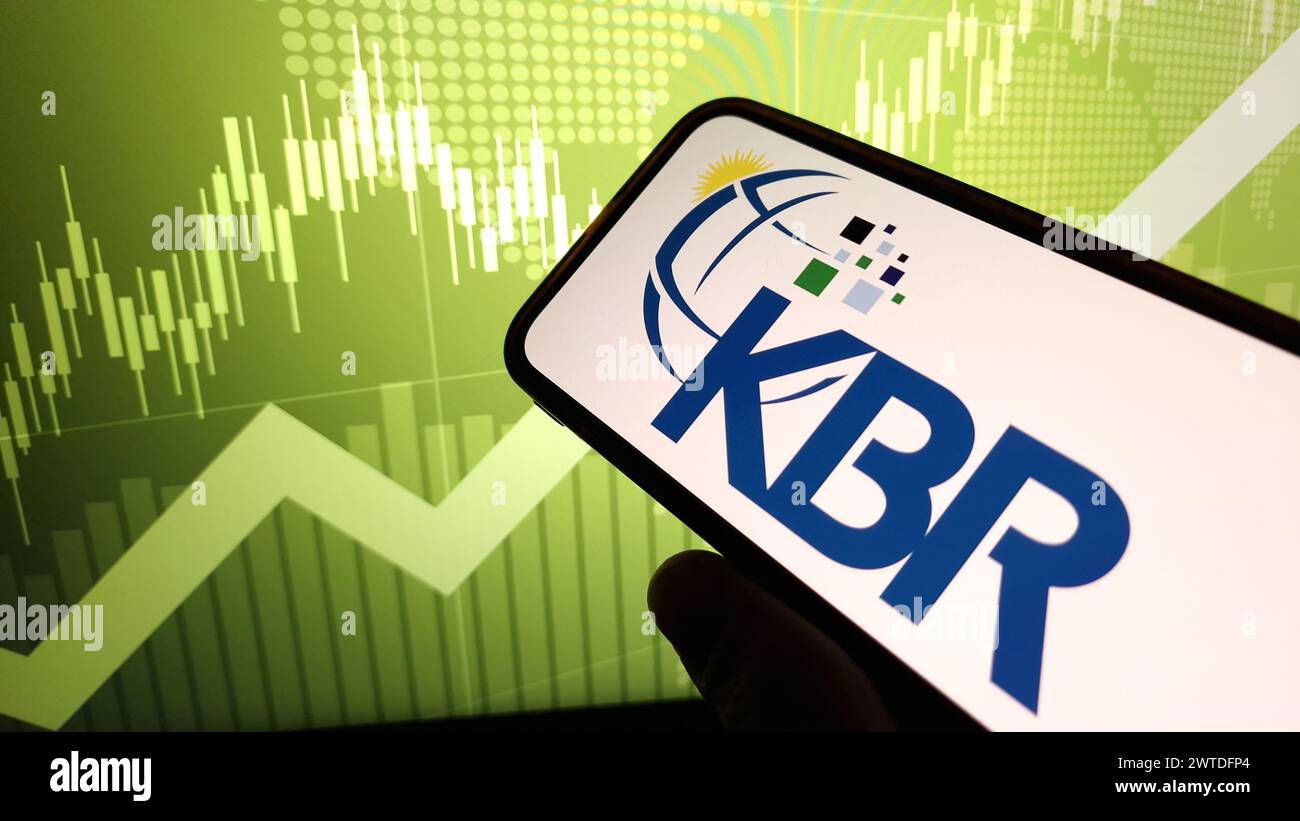 Konskie, Polen - 16. März 2024: Firmenlogo von KBR auf dem Mobiltelefon Stockfoto