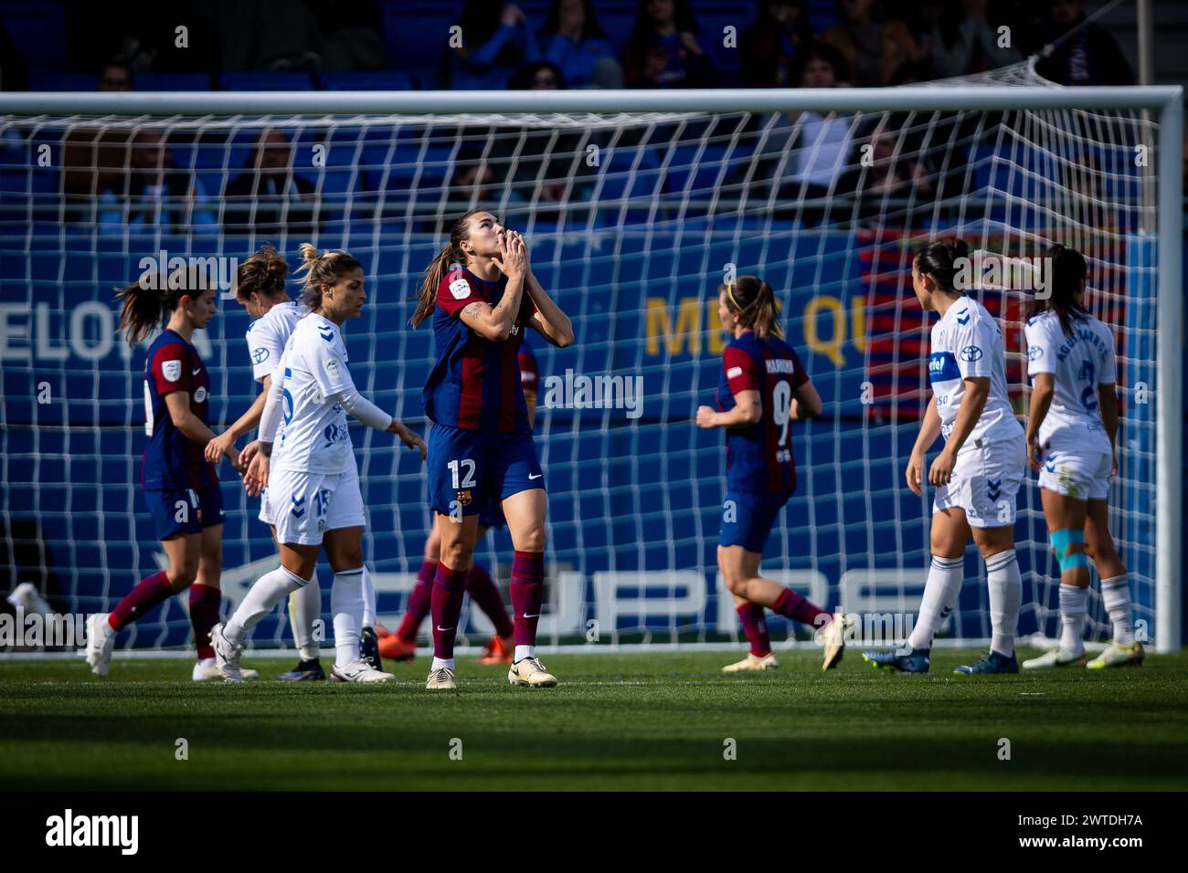 Barcelona, Spanien. März 2024. Patri Guijarro (FC Barcelona FEM) gibt Gesten während eines Primera Federacion FUTFEM-Spiels zwischen dem FC Barcelona FEM und Costa Adeje Teneriffa am 17. März 2024 in Estadi Johan Cruyff in Sant Joan Despi, Barcelona, Spanien. (Foto/Felipe Mondino) Credit: Unabhängige Fotoagentur/Alamy Live News Stockfoto