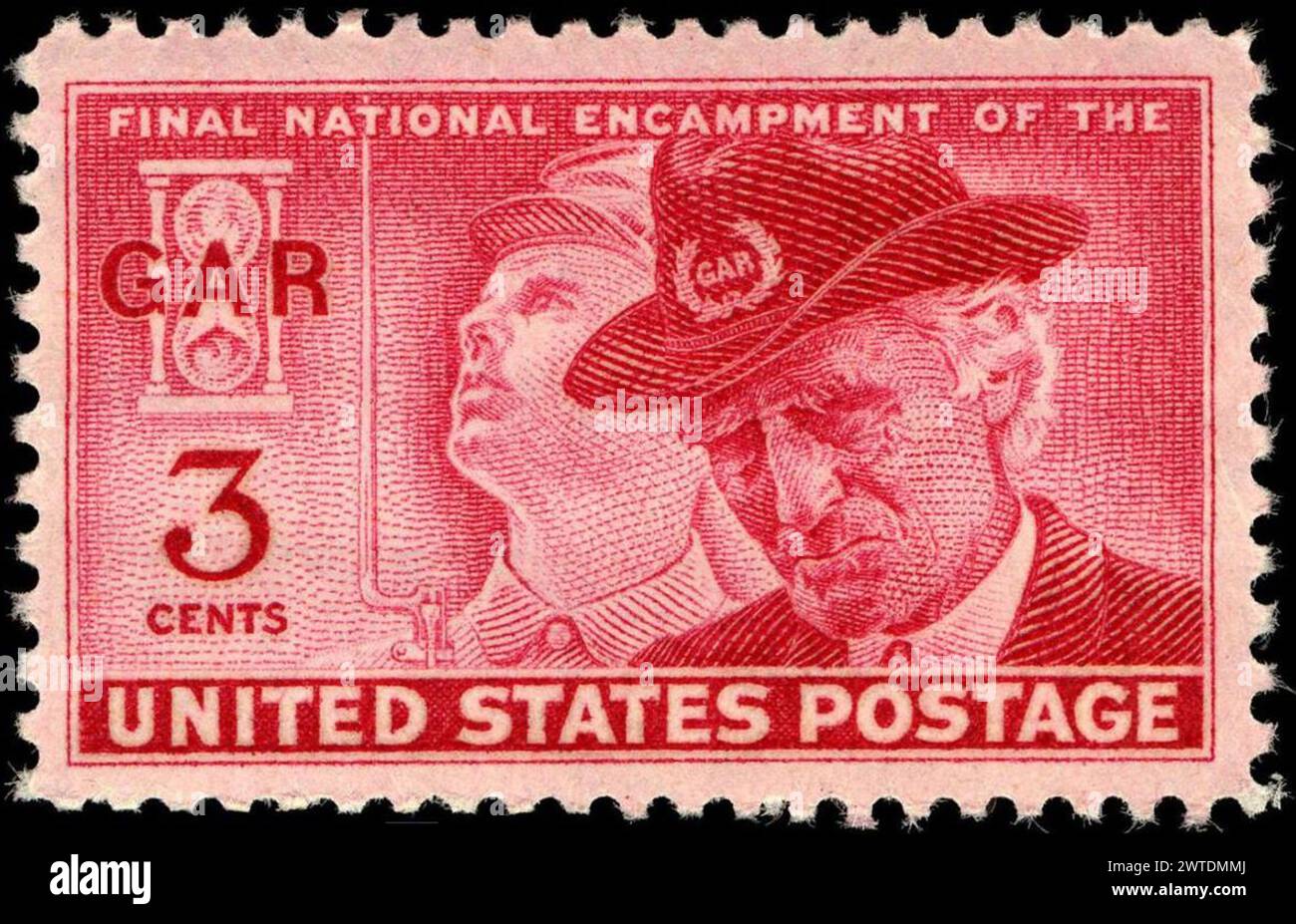 Bild einer US-Briefmarke zum Gedenken an die große Armee der Republik Stockfoto