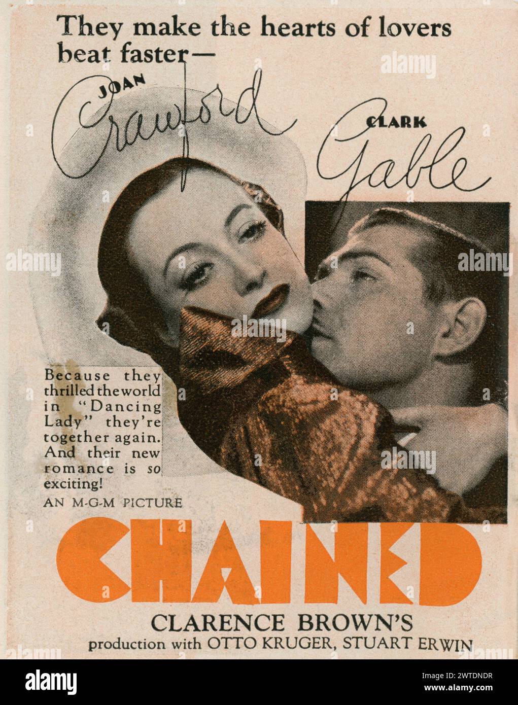 Werbespot für JOAN CRAWFORD und CLARK GABLE im 1934er Regisseur CLARENCE BROWN Metro Goldwyn Mayer Stockfoto
