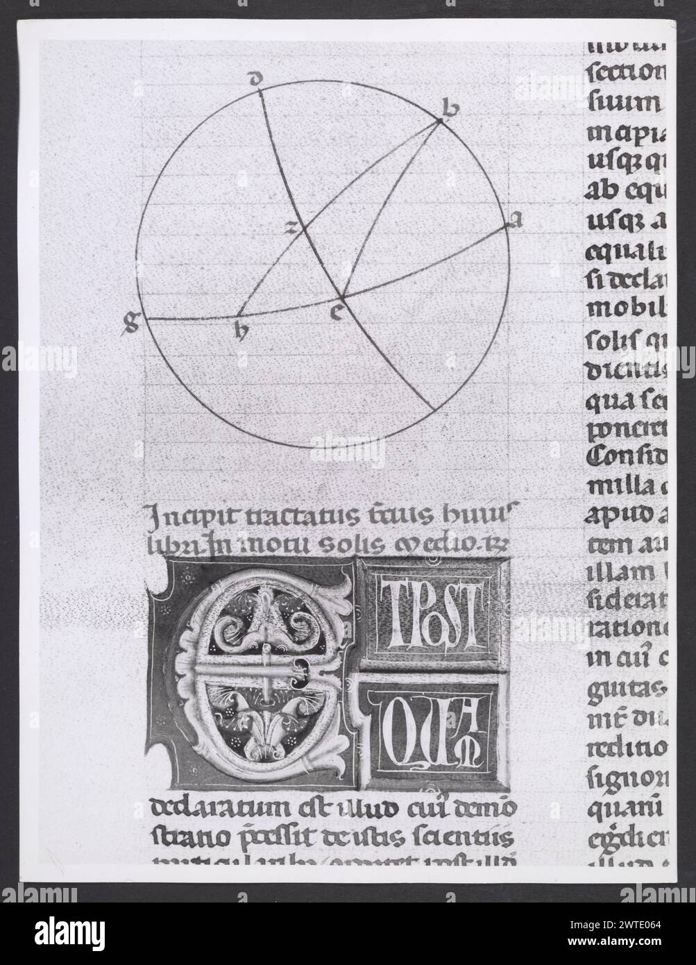 Emilia-Romagna Forli Cesena Biblioteca Comunale84. Hutzel, Max. 1960-1990 .. Mittelalter: Manuskripte: 1) Laurentius Rusius: 'De cura equorum' (15. Jahrhundert) BCM S.XXVI.2 2) Paolo Veneto: 'Geschichte der Ursprünge der Welt durch Heinrich VII.' (14. Jahrhundert) BCM S.XI.5 3) S. Isidorus: Etymologien (Ende des 8. bis Anfang des 9. Jahrhunderts) BCM S.XXI.5 4) Evangeliumsbuch (Evangeliario), Griechisch (10. Jahrhundert) BCM D.XXVII.4 5) Pentateuch, Propheten und Hagiographien, Hebräisch (1348) BCM S.XXIX.1 6) Somnium Scipionis, Sonstiges. (14.-15. Jahrhundert) BCM S.XII.6 7) Boethius: "De Consolatione Philosophie" (14. Jahrhundert) v. Chr Stockfoto