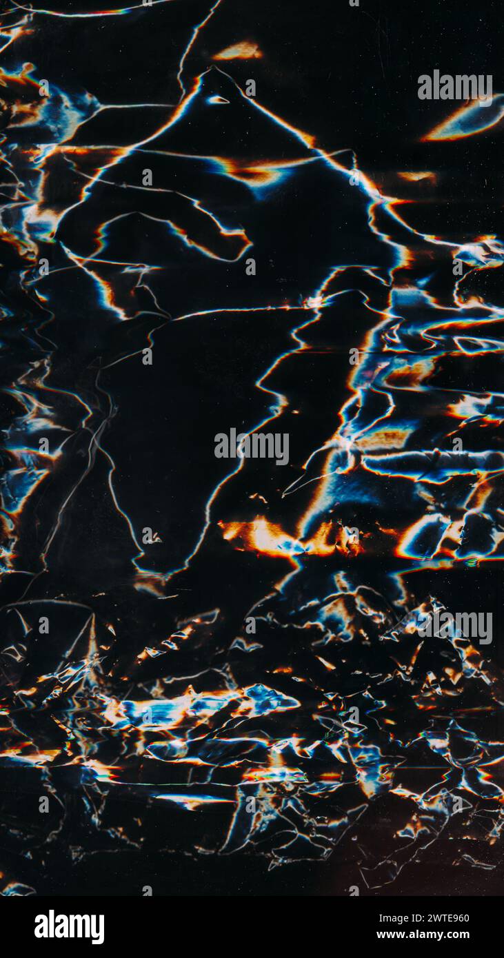 Zerknitterte Überlage, alte Filmstruktur, Staubkratzer Stockfoto