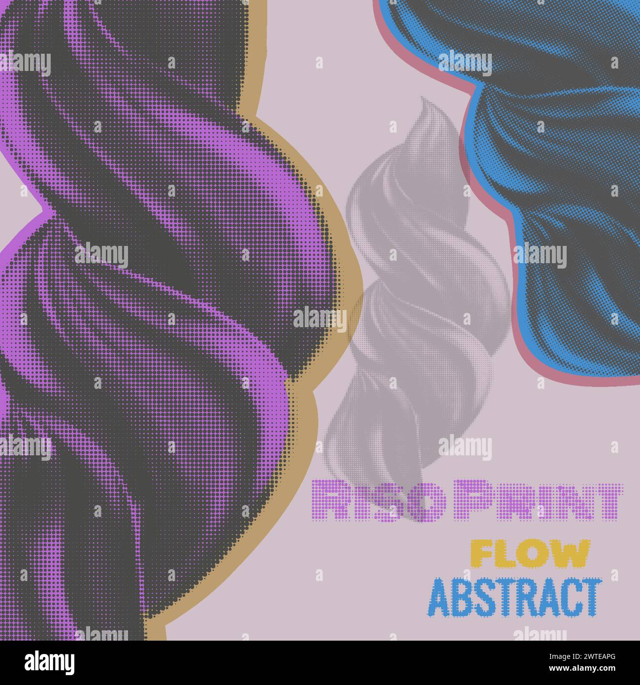 Abstraktes Banner „Risograph Effect Flow“. Abstrakte Wirbelwelle Stock Vektor