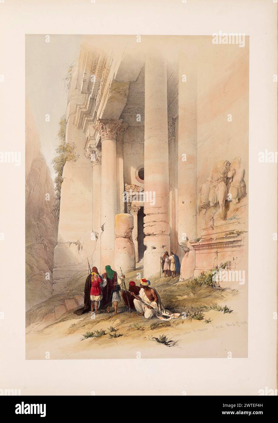 Tempel Namens El Khasne, Petra. Vintage-Lithographie. Bilder des schottischen Künstlers David Roberts, ca. 1850er Jahre Stockfoto