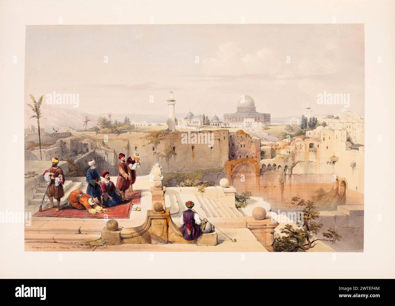 Moschee von Omar, an der antiken Stätte des Tempels. Jerusalem. Vintage-Lithographie. Bilder des schottischen Künstlers David Roberts, ca. 1850er Jahre Stockfoto