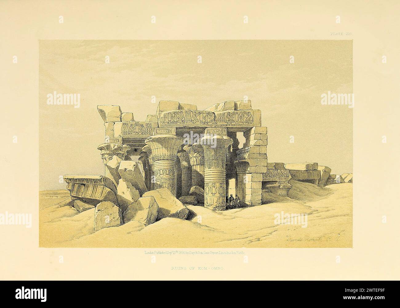 Ruinen von KOM-Ombo, Ägypten. Vintage-Lithographie. Bilder des schottischen Künstlers David Roberts, ca. 1850er Jahre Stockfoto