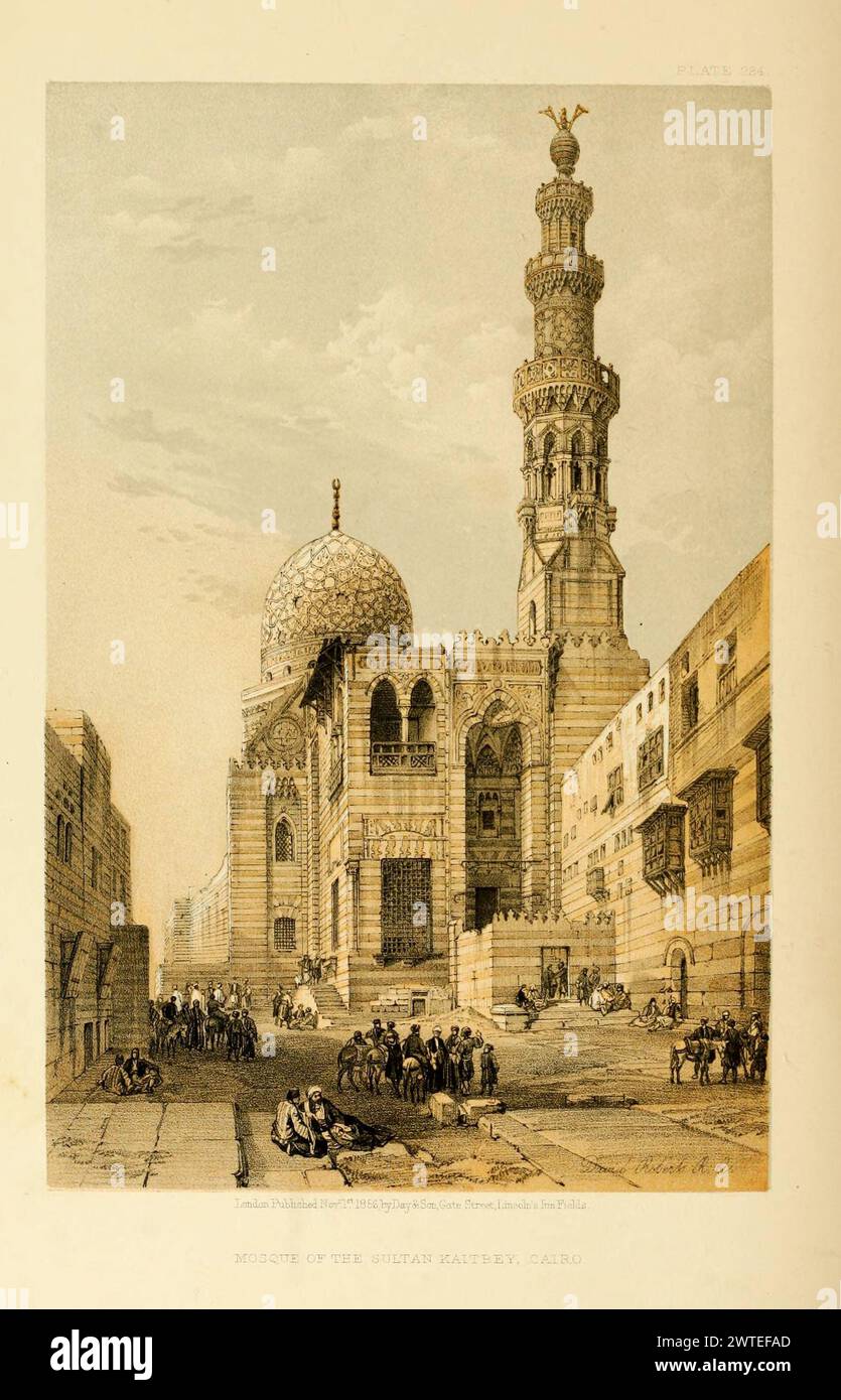 Moschee des Sultans Kaitbey, Kairo, Ägypten. Vintage-Lithographie. Bilder des schottischen Künstlers David Roberts, ca. 1850er Jahre Stockfoto