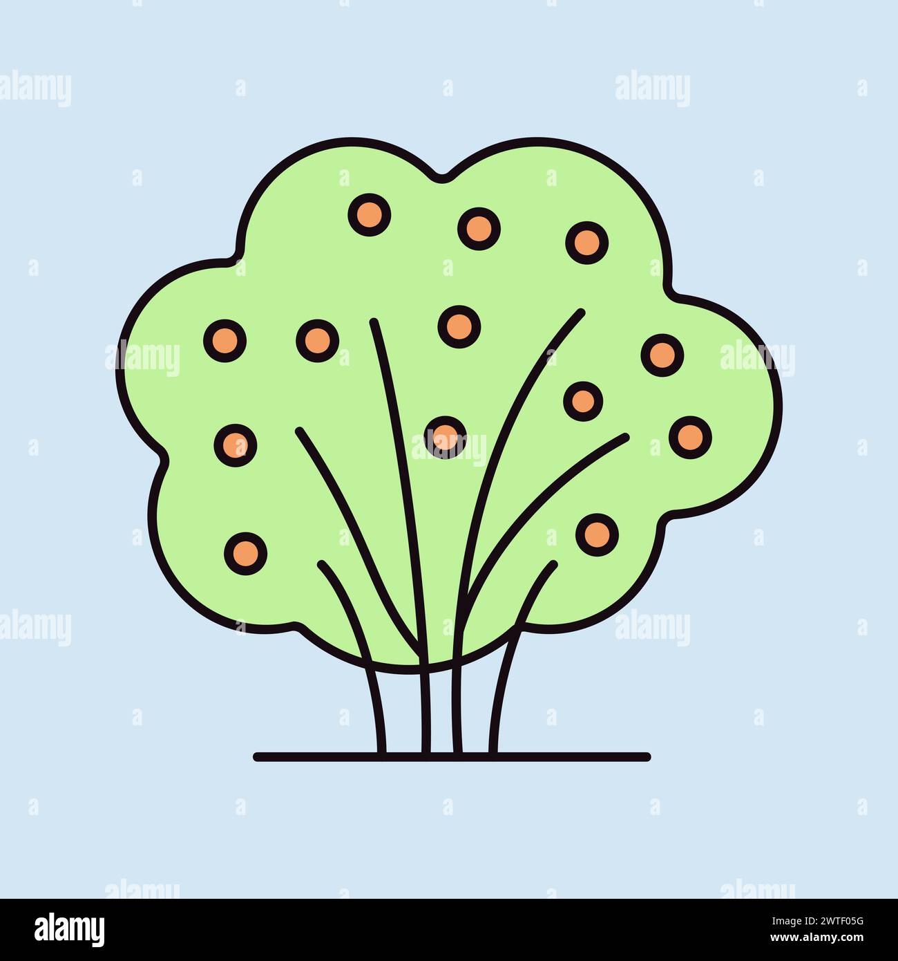 Gartenbusch mit Beeren-Vektor-Symbol. Graph Symbol für Landwirtschaft, Garten und Pflanzen Website und Apps Design, Logo, App, UI Stock Vektor