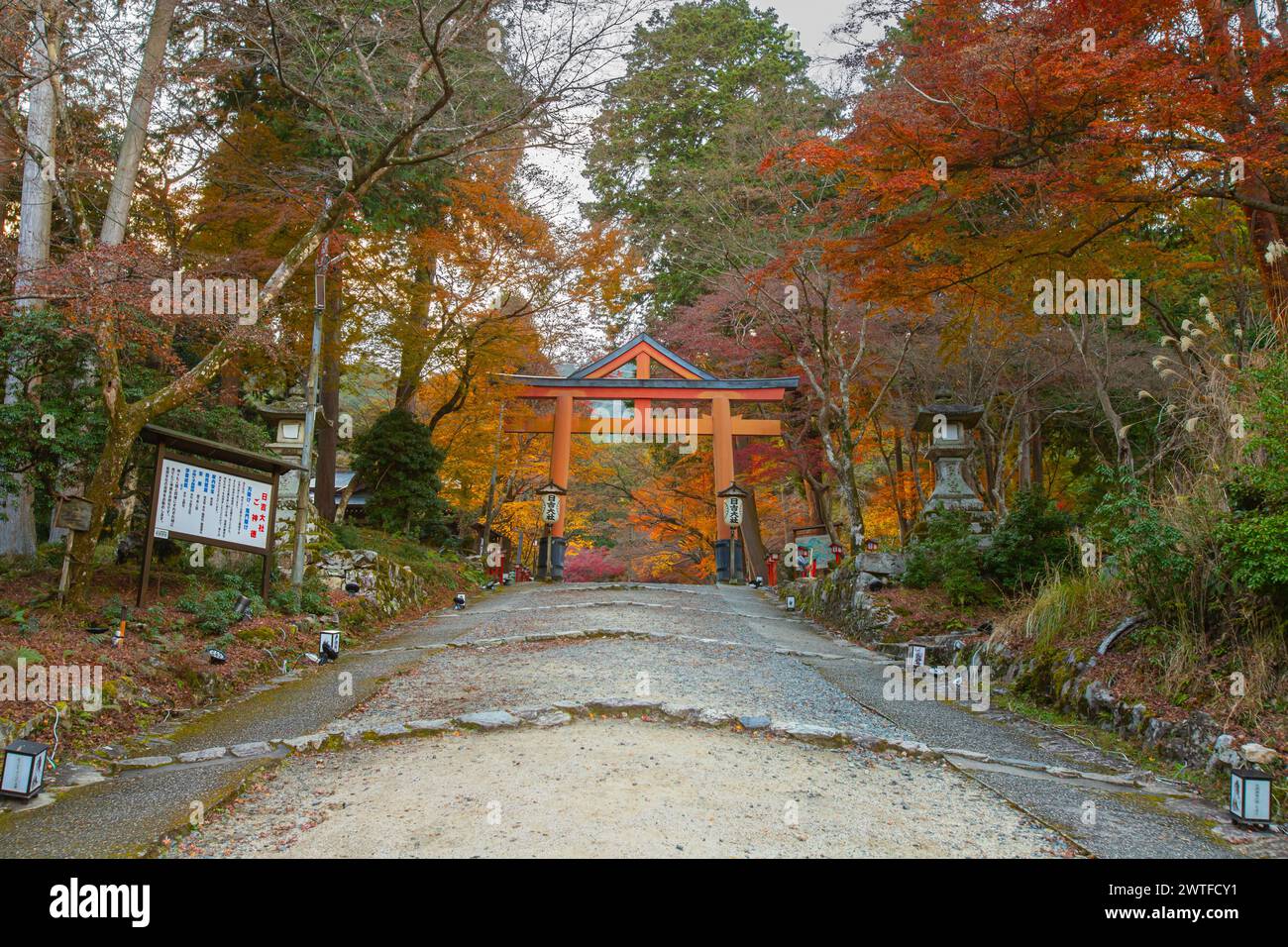 Das San-nou Torii in Hiyoshi Taisha. Hiyoshi Taisha wird auch Sanno-san genannt, und aus diesem Grund wird das Torii-Tor als San-nou Torii bezeichnet. Stockfoto