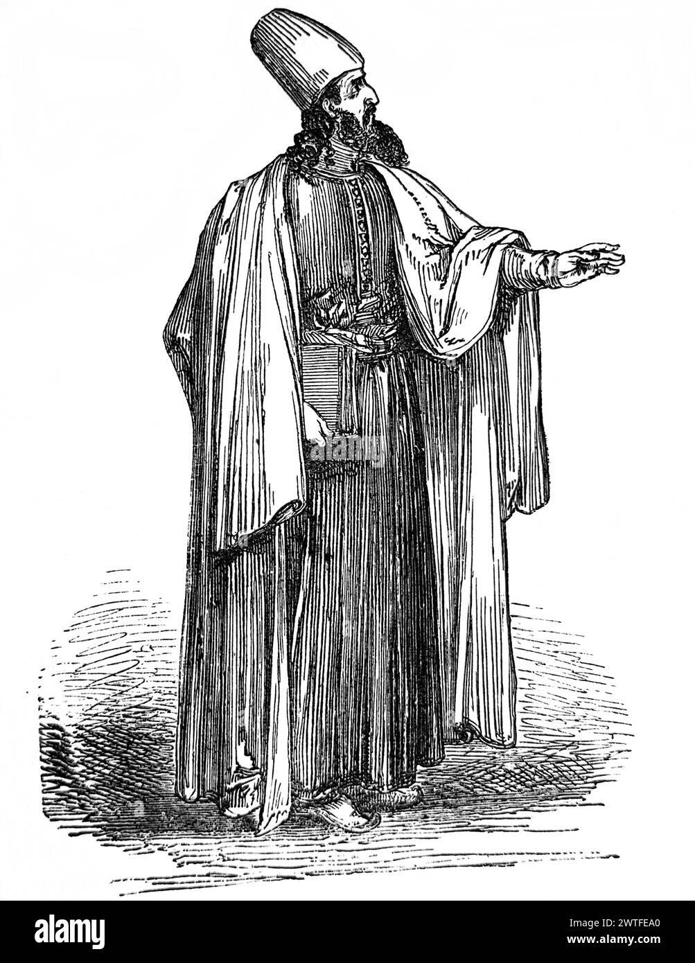 Holzgravur des historischen jüdischen Arztes aus dem antiken 19. Jahrhundert illustrierte Familienbibel Stockfoto