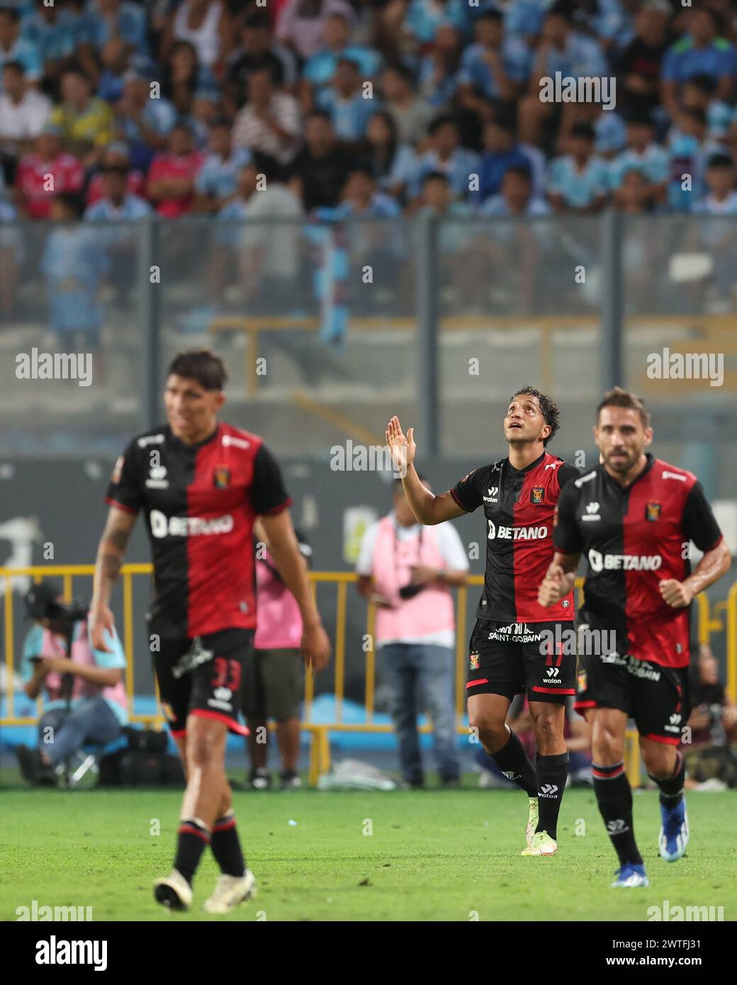 Lima, Peru. März 2024. Jean Archimbaud of Melgar spielte während des Torneo Apertura Liga 1 Apuesta Total 2024 Matches, Datum 8 zwischen Sporting Cristal und FBC Melgar am 14. März 2024 im Estadio Nacional de Peru in Lima, Peru. (Foto: Miguel Marrufo/PRESSINPHOTO) Credit: PRESSINPHOTO SPORTS AGENCY/Alamy Live News Stockfoto