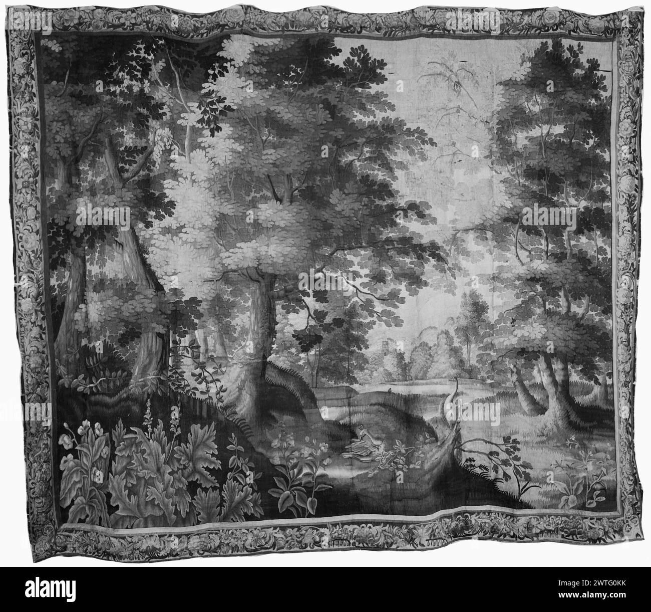 Landschaft mit Erbsen. Unbekannt ca. 1675-1725 Gobelin Abmessungen: H 9 x B 10'10' Gobelin Materialien/Techniken: Unbekannt Kultur: Flämisches Weberzentrum: Unbekannt Besitz Geschichte: Französisch & Co. Gekauft von Mrs. Seton Lindsay, erhalten am 27.03.1962; verkauft an Jean Mikaeloff 25.06.1963. Stockfoto