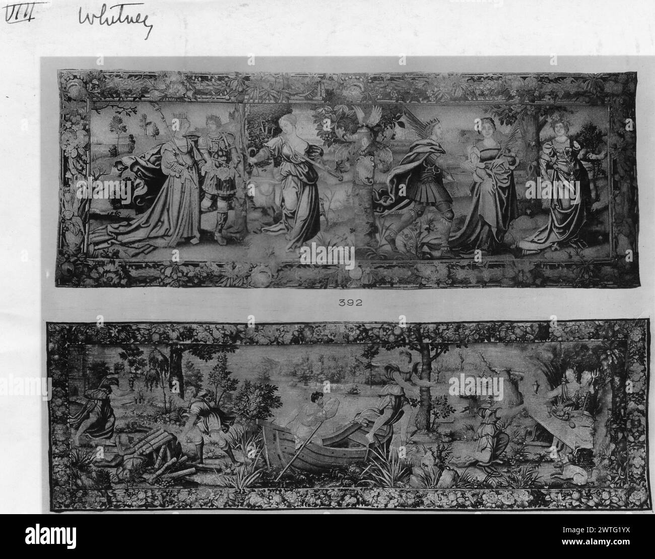 Psyche in die Unterwelt geschickt, um Proserpinas Schönheitsschatulle (Persephone, Kern) zu holen. Unbekannt ca. 1550-1575 Gobelin Materialien/Techniken: Unbekannt Kultur: Flämisches Weberzentrum: Brüssel Stockfoto