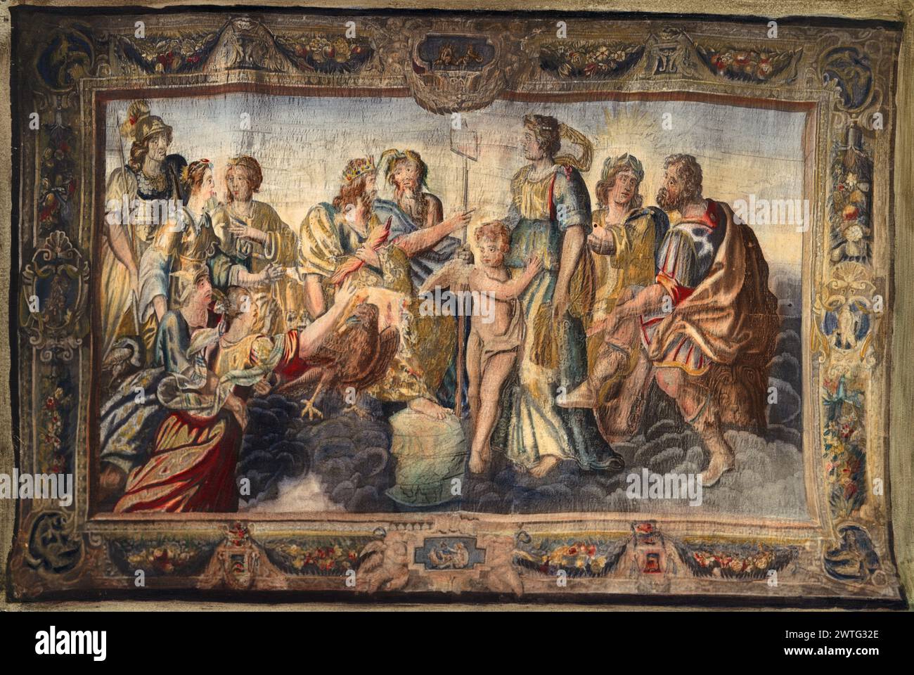 Die Ehe von Cupid und Psyche. Unbekannt ca. 1600-1650 Gobelin Abmessungen: H 10'9' x B 16'10' 10' Gobelin Materialien/Techniken: Unbekannt Kultur: Flämisches Weberzentrum: Brüssel Eigentumsgeschichte: Vereinigte Staaten, New York, Poughkeepsie, Vassar College. Verwandte Arbeiten: Panels im Set: GCPA 0238722-0238728 Stockfoto