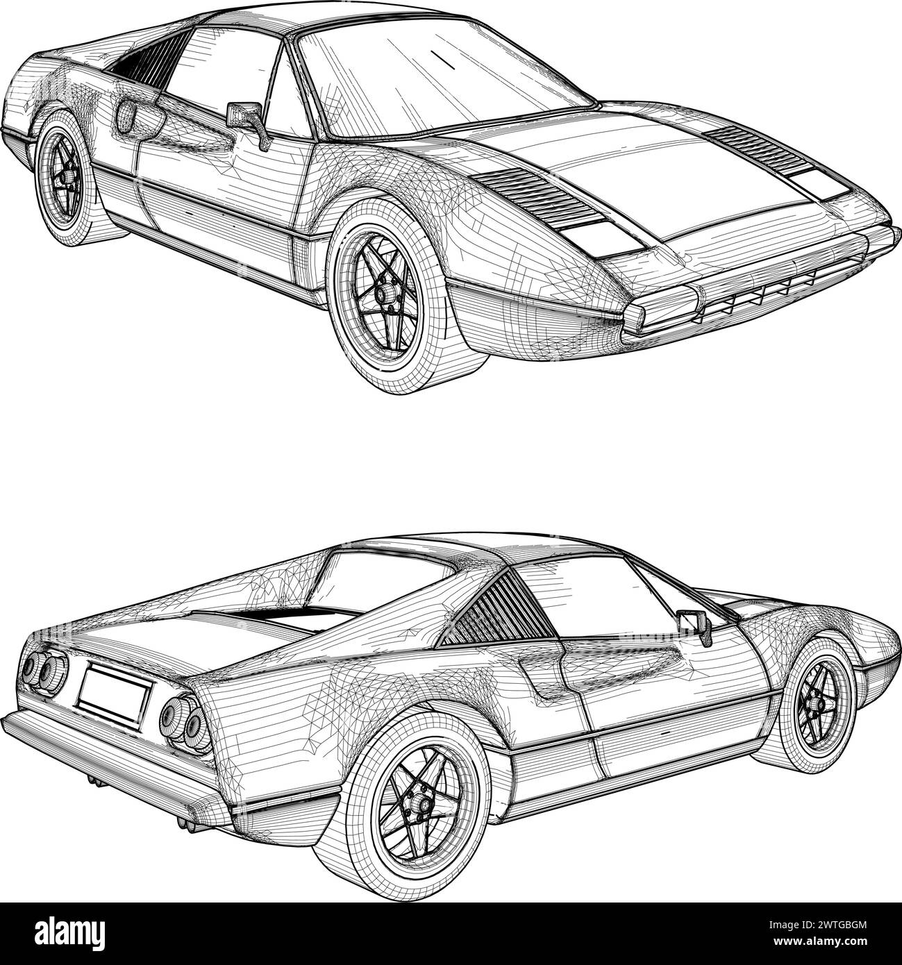 Luxus-Sportwagen Vektor. Abbildung Isoliert Auf Weißem Hintergrund. Eine Vektor-Illustration eines Sportwagens. Stock Vektor