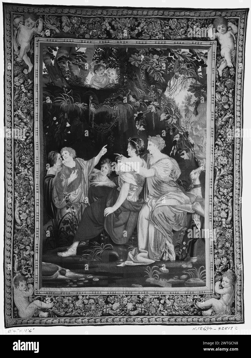 Daphne wählte Diana (Artemis) als ihr ideal. La Planche, Raphael de (französisch, ACT. CA.1627-1690) (Werkstatt) [Weber] La Planche, Sébastien Francois de (Französisch, ACT. CA.1661-1670) (Werkstatt) [Weber] ca. 1630-1668 Gobelin Materialien/Techniken: Unbekannt Kultur: Französisches Weberzentrum: Paris Besitz Geschichte: Buchanan Castle, Stirlingshire, Sitz des Herzogs von Montrose (?). Basil Dighton Coll., London. J. J. Botibol Coll., London. Richard Lehne Coll., New York. French & Co. Gekauft von R. W. Lehne, Rechnungsstellung am 29.9.1928. Europa, Private Coll. Verwandte Arbeiten: Panels im Set: GCPA 0244153-0244156, 'D Stockfoto