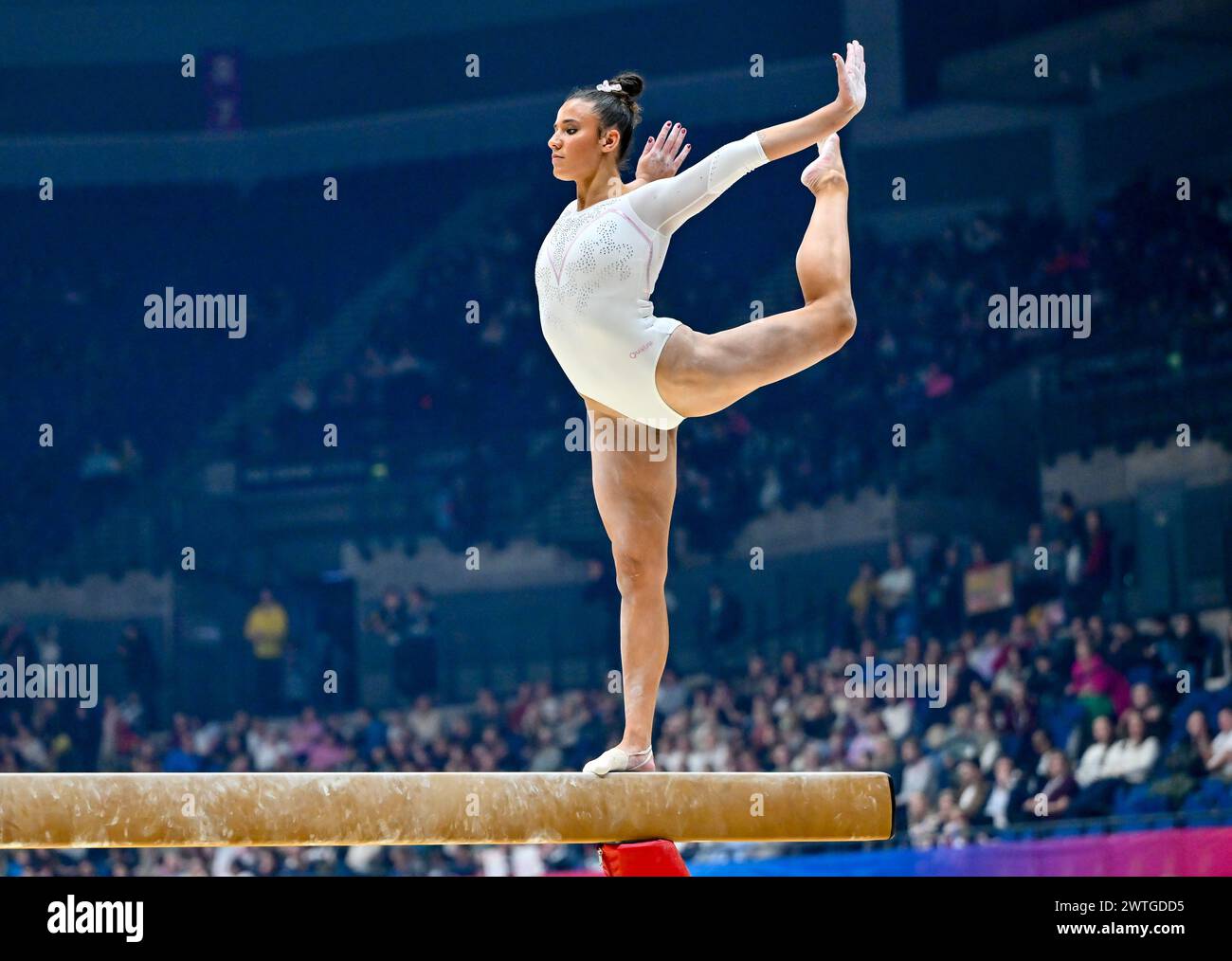 Liverpool, England, Großbritannien. März 2024. Amelie MORGAN im Womens Beam Final während der British Gymnastics Championships in der M&S Bank Arena in Liverpool, England. Quelle: LFP/Alamy Live News Stockfoto