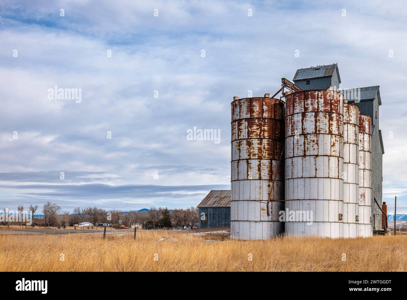 KORNSILOS DREI GABELN MONTANA USA Stockfoto